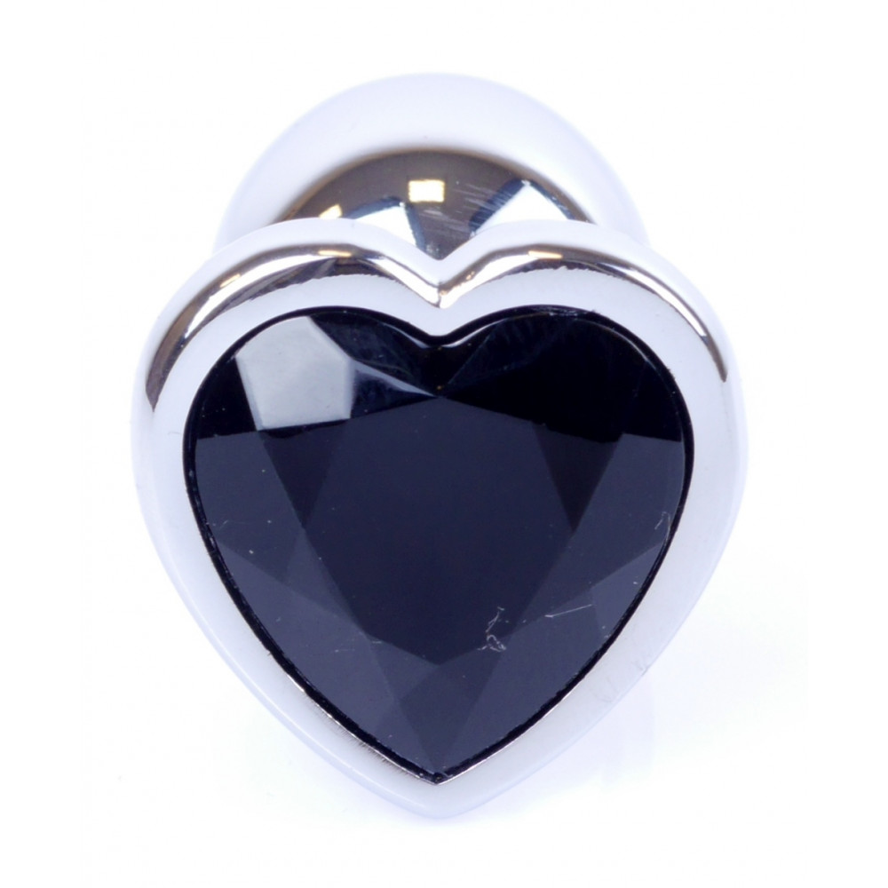 Анальные игрушки - Анальная пробка Boss Series - Jewellery Silver Heart PLUG Black S, BS6400047 7