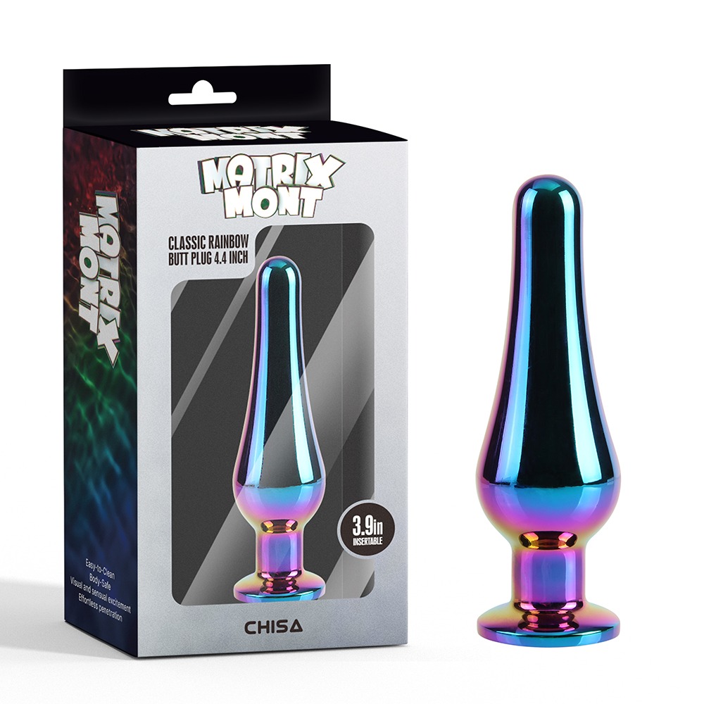 Анальные игрушки без вибрации - Анальная пробка классическая разноцветная CHISA MATRIX MONT с разноцветным камнем, 11.2 см, Φ3.5 см 7