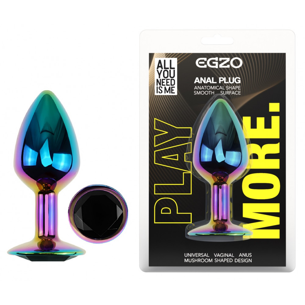 Анальные игрушки без вибрации - Анальная пробка с кристаллом EGZO - Multicolor Round Plug Blue size S