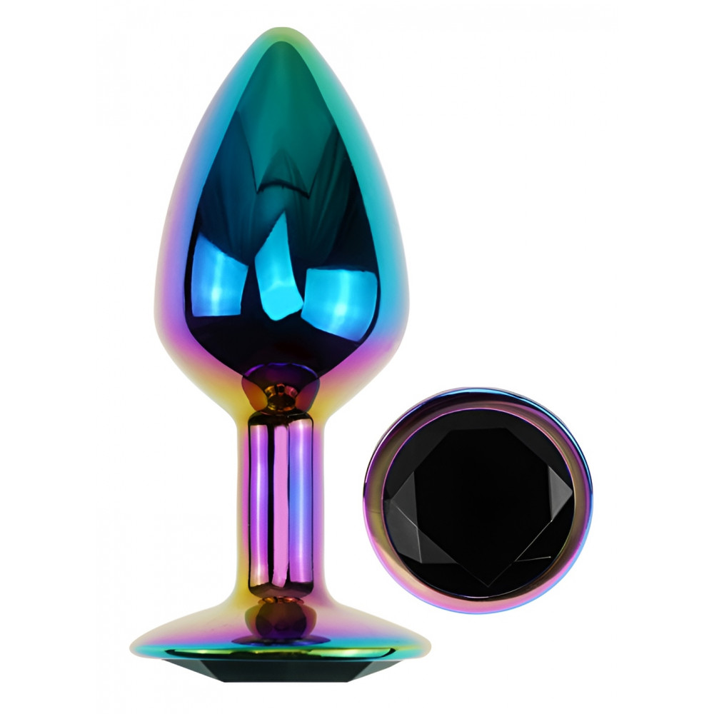 Анальные игрушки без вибрации - Анальная пробка с кристаллом EGZO - Multicolor Round Plug Blue size S 4