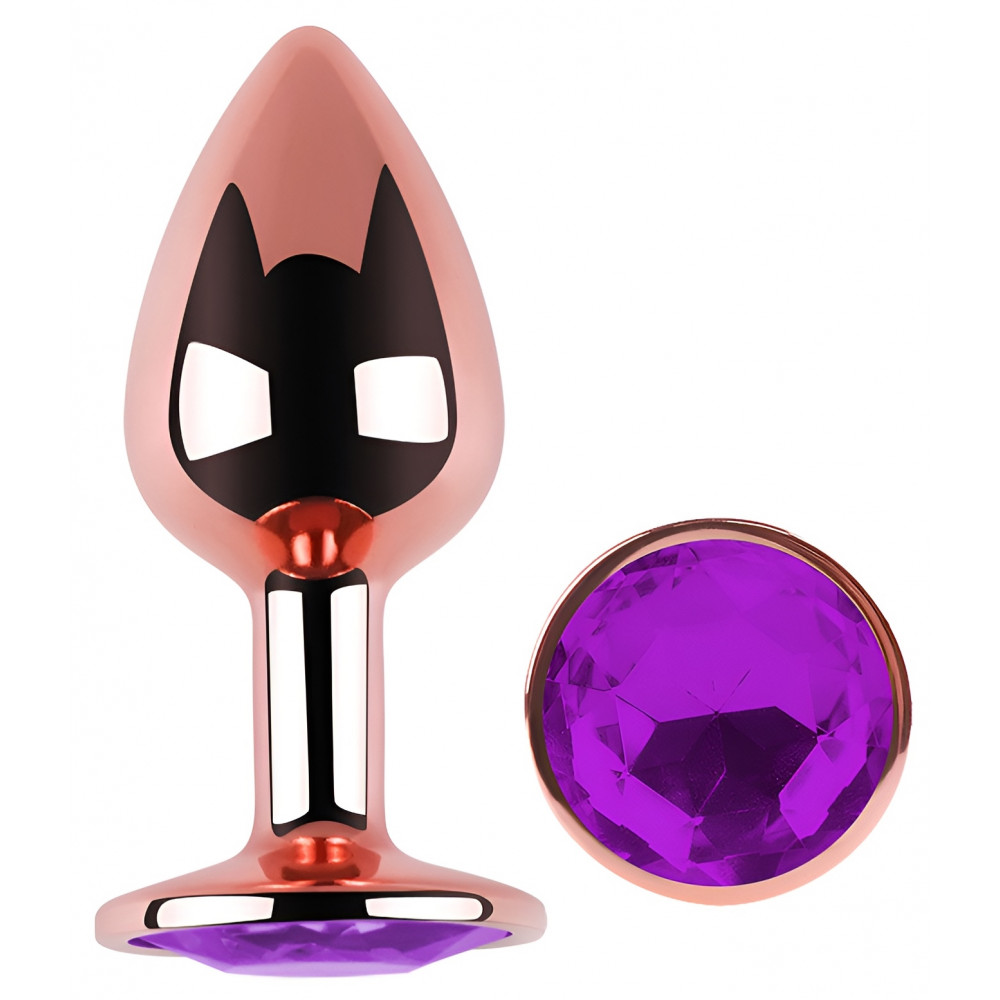 Анальные игрушки без вибрации - Анальная пробка с кристаллом EGZO - Rose Gold Round Plug Purple size S 4
