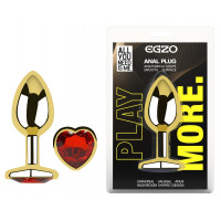 Анальна пробка з кристалом EGZO - Gold Heart Plug Red size S