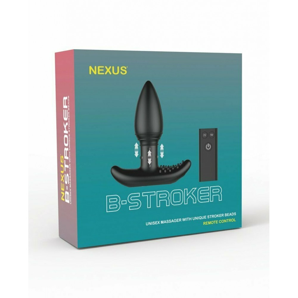Секс игрушки - Анальная пробка с вибрацией Nexus с массирующими бусинами на ножке, черная, 11 х 4 см 1