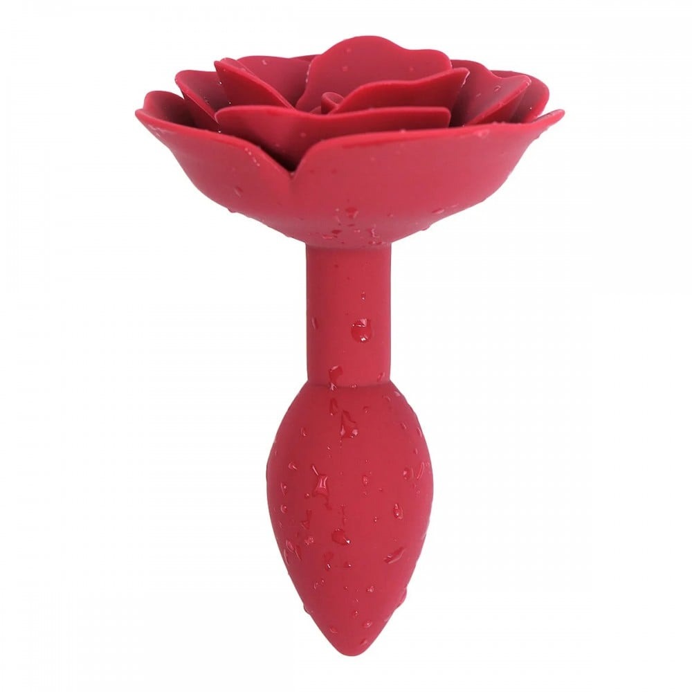 Секс игрушки - Анальная пробка со стоппером в форме розы, силиконовая, бордовая, 7 х 2.7 см 2