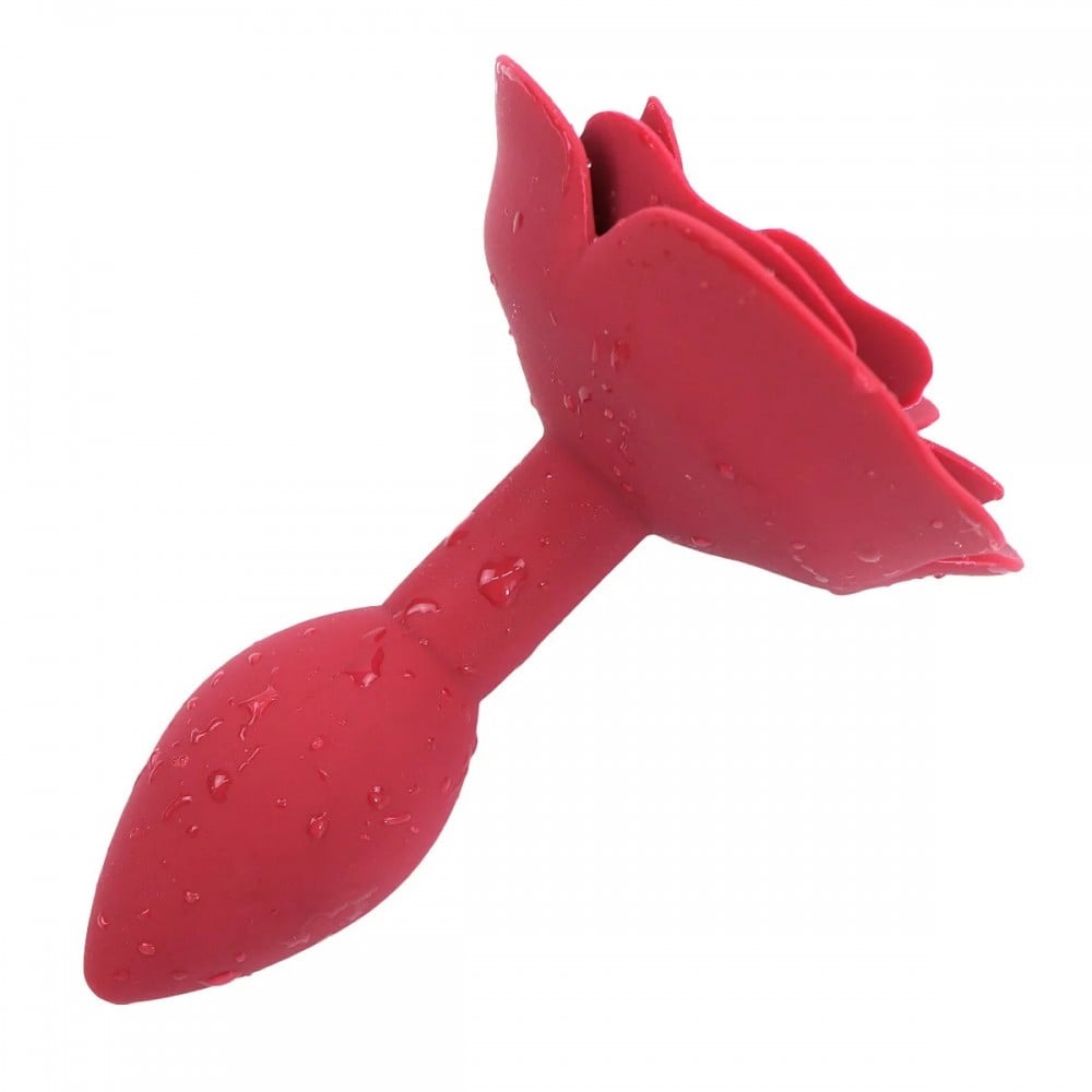 Секс игрушки - Анальная пробка со стоппером в форме розы, силиконовая, бордовая, 7 х 2.7 см 1