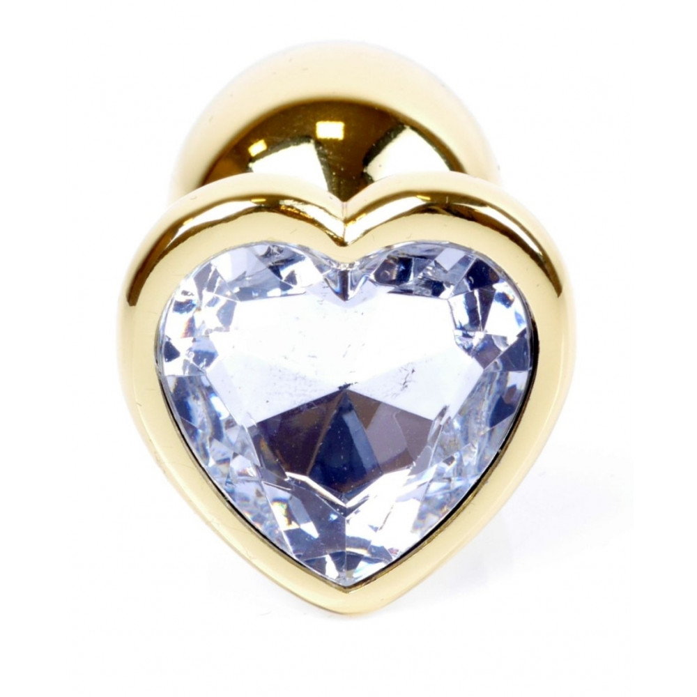 Анальные игрушки - Анальная пробка Boss Series - Jewellery Gold Heart PLUG Clear S, BS6400039 6
