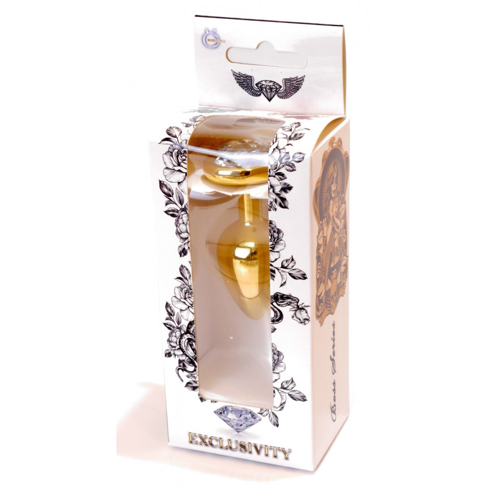 Анальные игрушки - Анальная пробка Boss Series - Jewellery Gold Heart PLUG Clear S, BS6400039 2