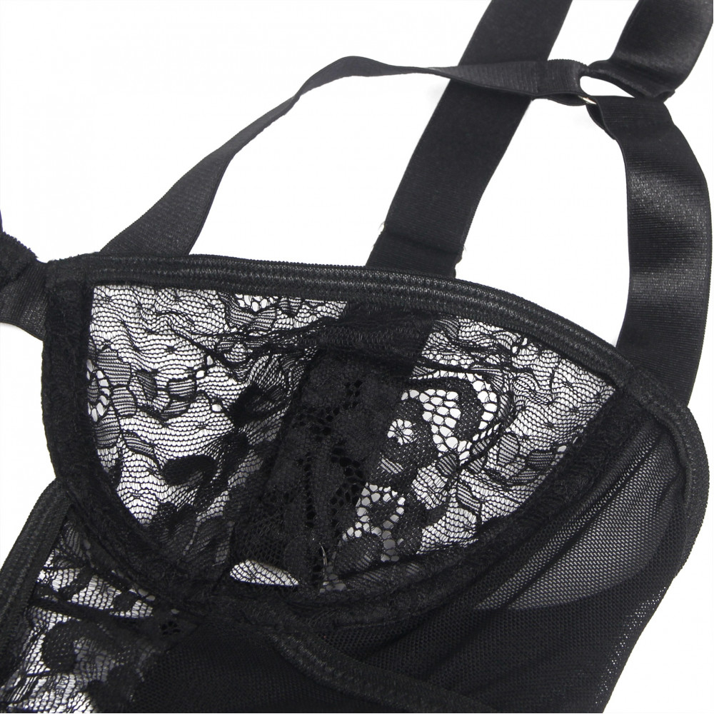 Різне - Боді з підв'язками на лямках Star Night з мереживом, чорне, XS-S 3