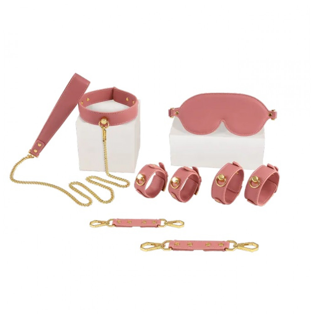 БДСМ игрушки - Бондажный набор 4 предмета Розовый Lockink 4