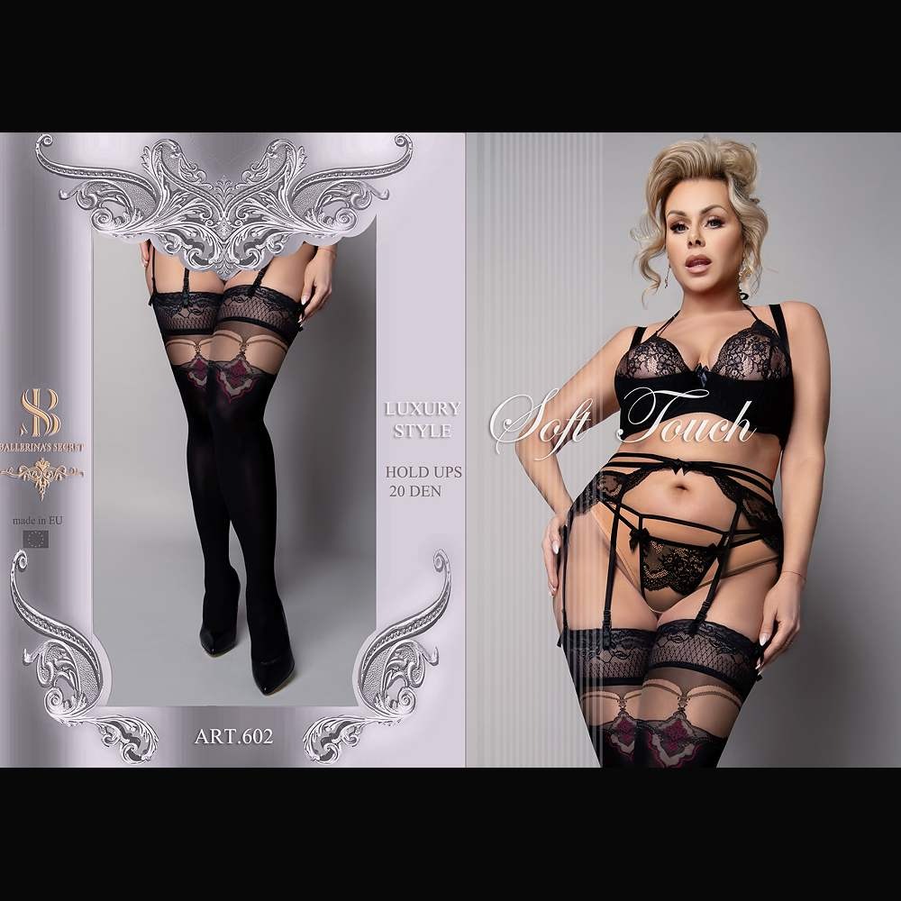 Різне - Панчохи Ballerina's Secret з широкими мереживними манжетами, чорні, XL 1