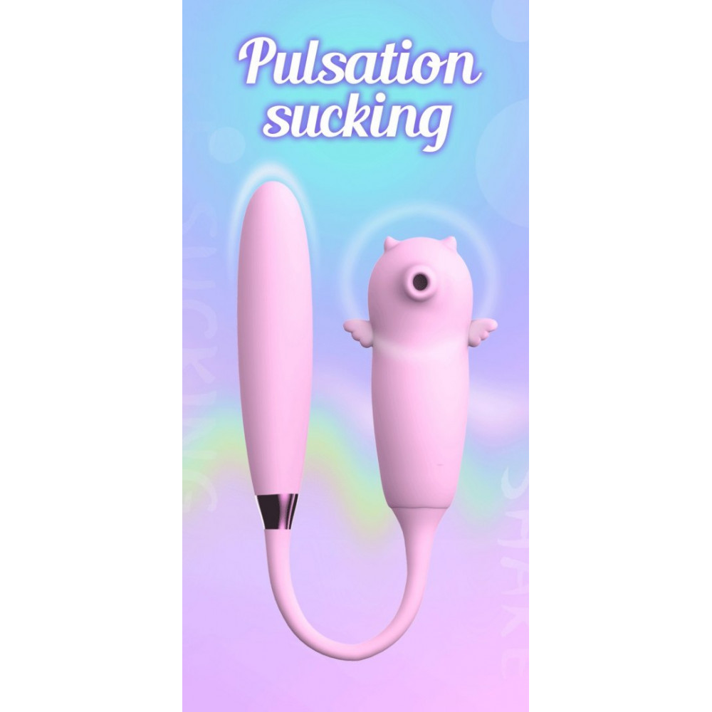 Різне - Подвійний вібратор з вакуумною стимуляцією Viola з пульсацією та підігрівом, рожевий 5