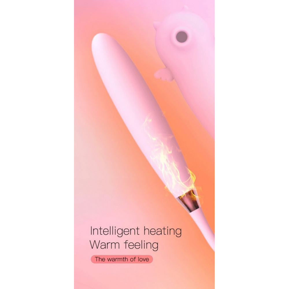 Різне - Подвійний вібратор з вакуумною стимуляцією Viola з пульсацією та підігрівом, рожевий 11