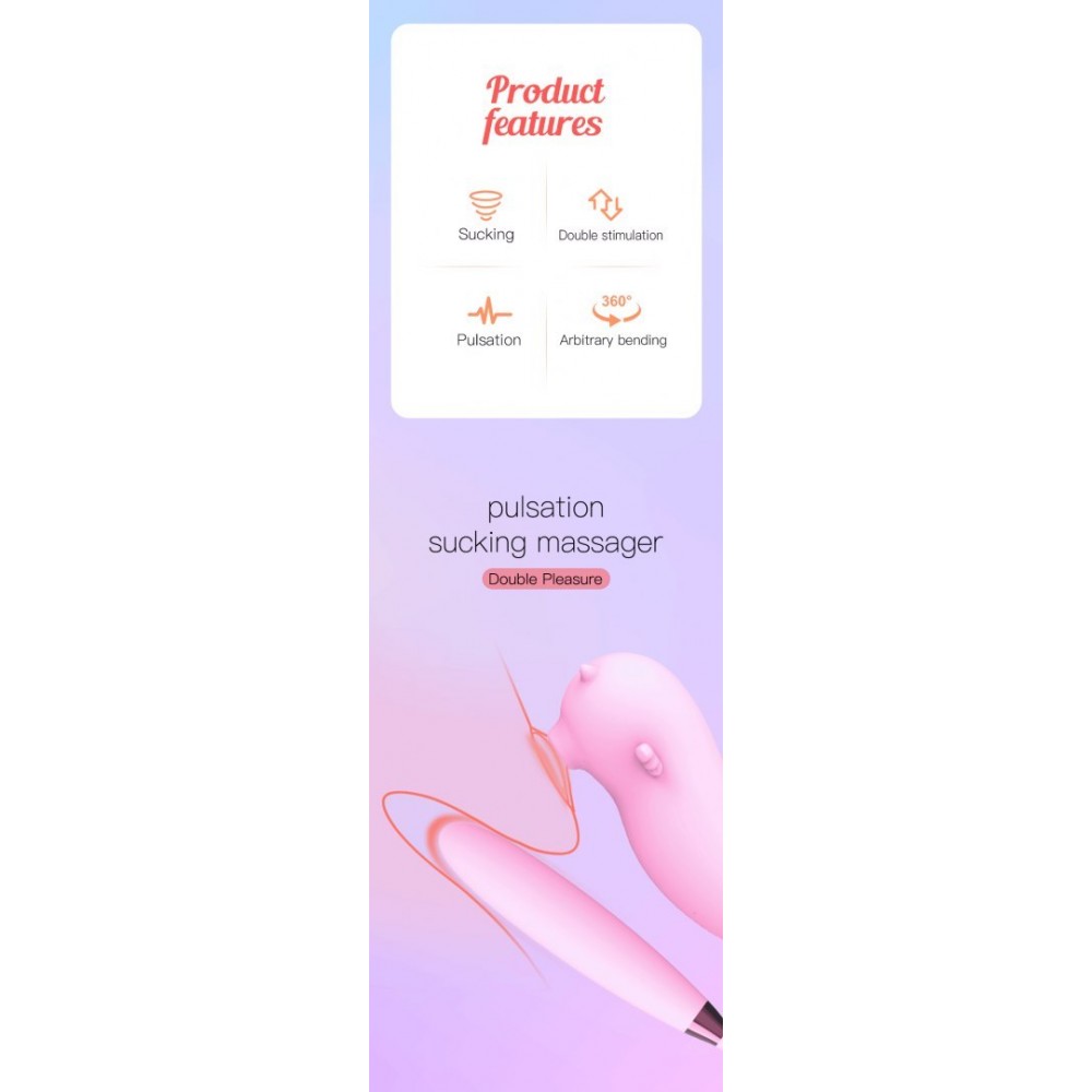 Різне - Подвійний вібратор з вакуумною стимуляцією Viola з пульсацією та підігрівом, рожевий 6