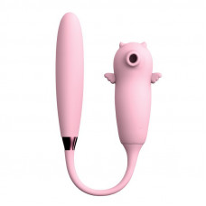 Подвійний вібратор з вакуумною стимуляцією Viola з пульсацією та підігрівом, рожевий