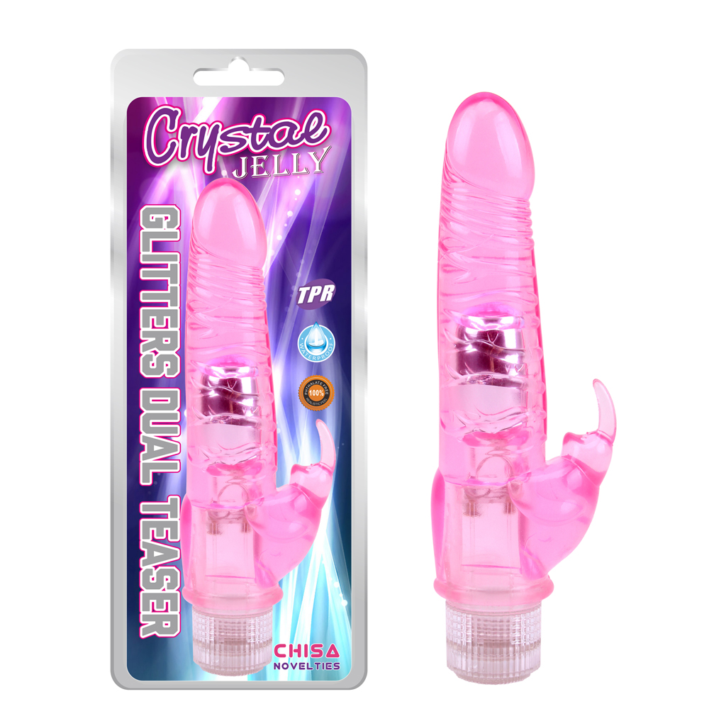 Двойной вибратор - Двойной вибратор Chisa Novelties Jelly Glitters Dual Teaser Pink