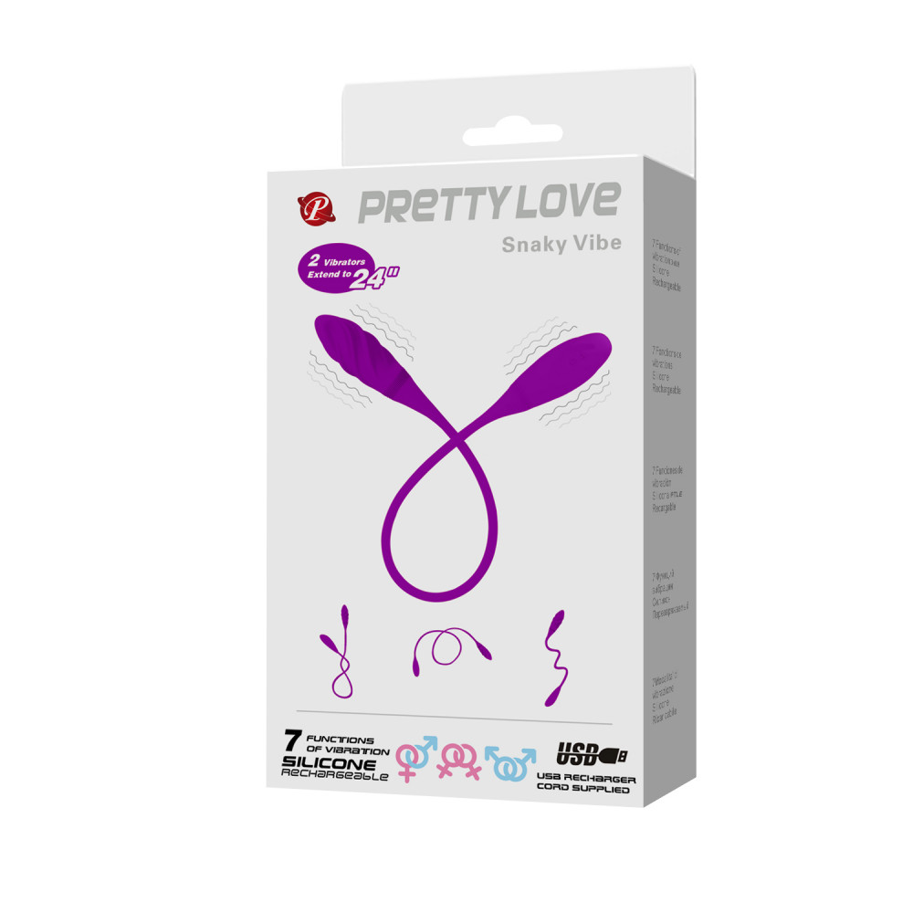 Вібратор-кролик - Двосторонній вібратор PRETTY LOVE Snaky Vibe, фіолетовий 9