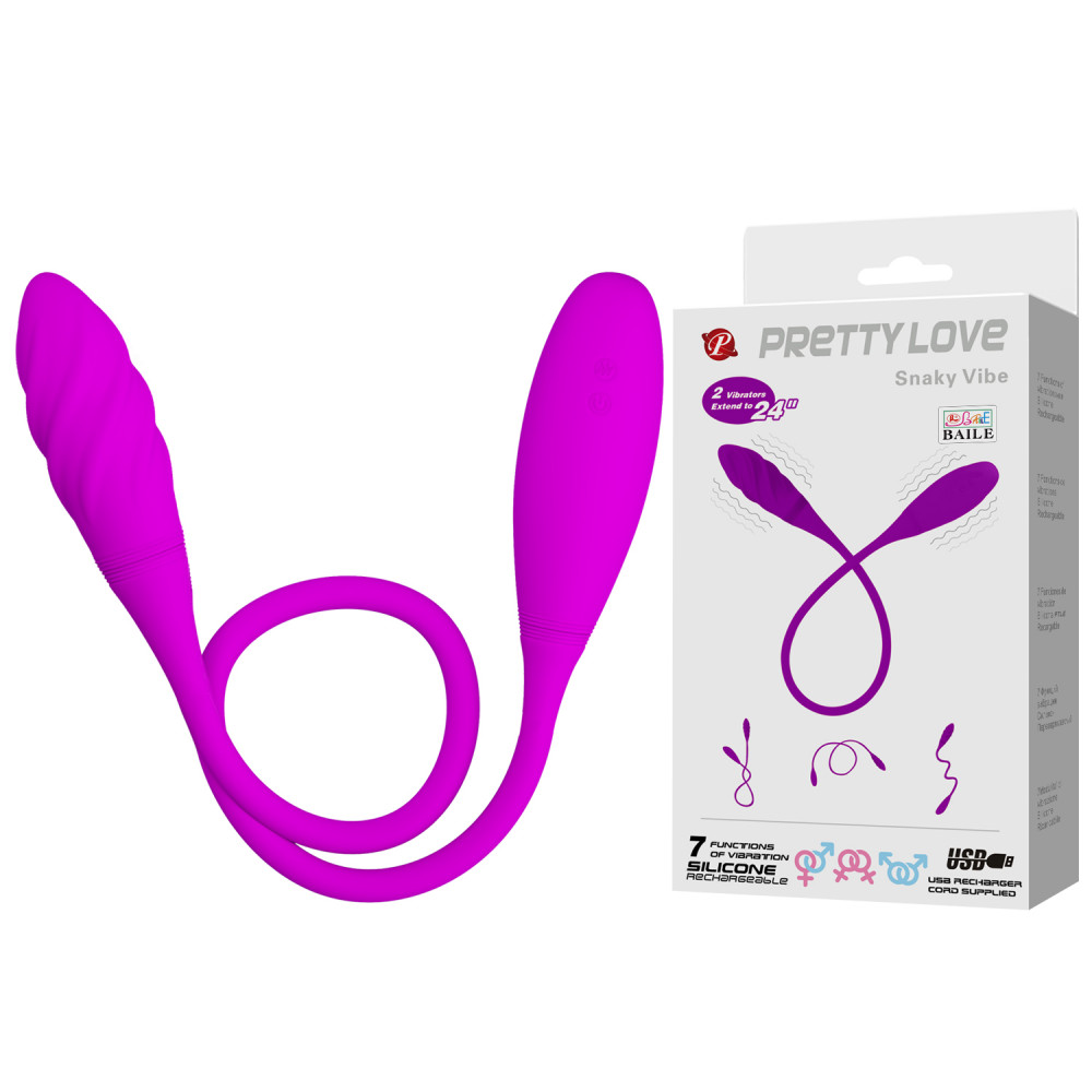 Вібратор-кролик - Двосторонній вібратор PRETTY LOVE Snaky Vibe, фіолетовий