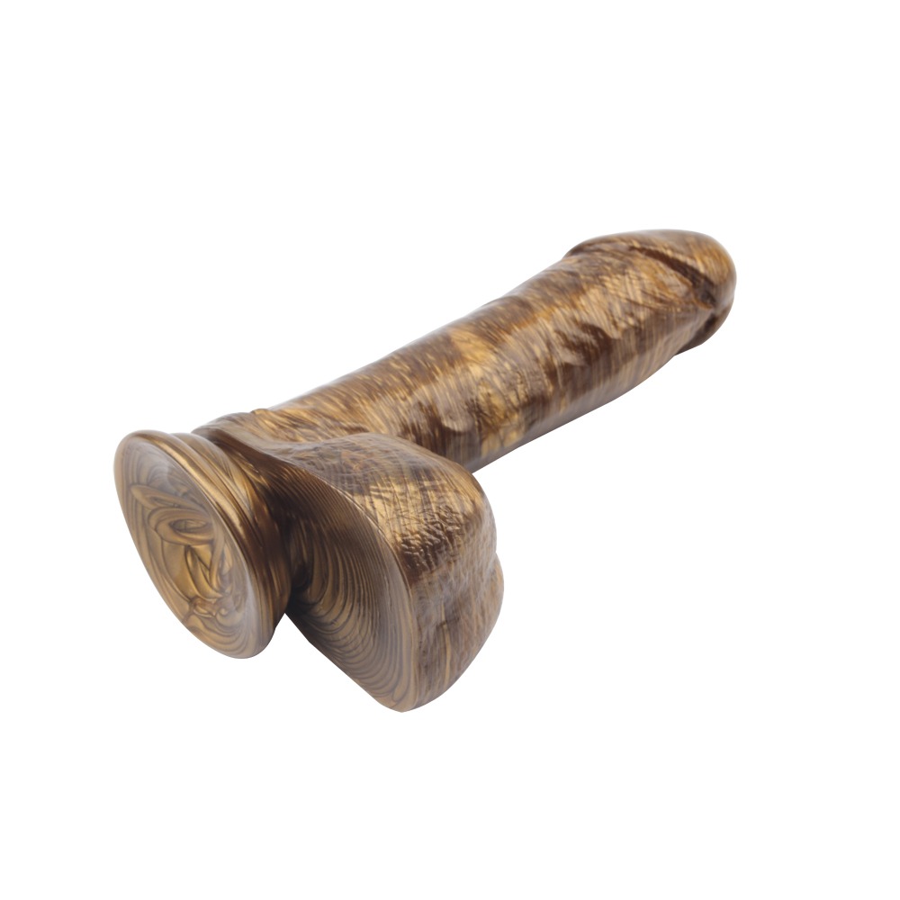 Разное - Фаллоимитатор реалистичный Chisa Dark Muscle с яичками на присоске, золотой 5