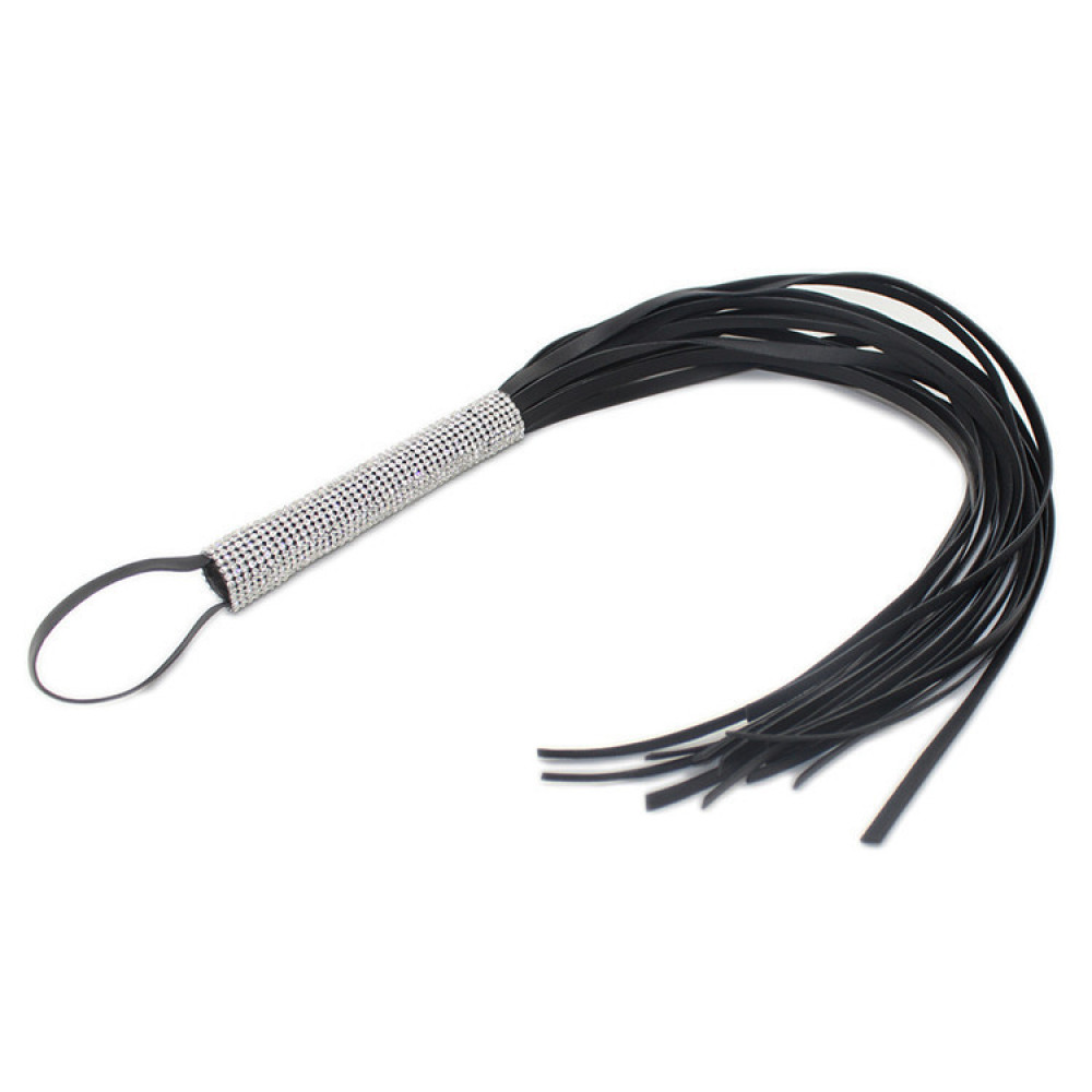 БДСМ игрушки - Флоггер со стразами DS Fetish Flogger diamond L black 2