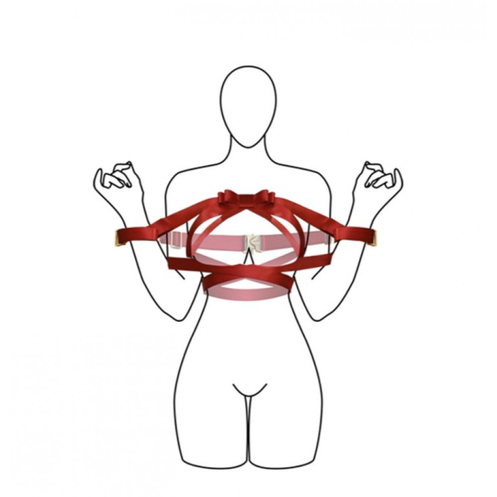 Наручники и ограничения - Фиксатор бондаж с бантом для верхней части тела UPKO Bowknot, красный 2