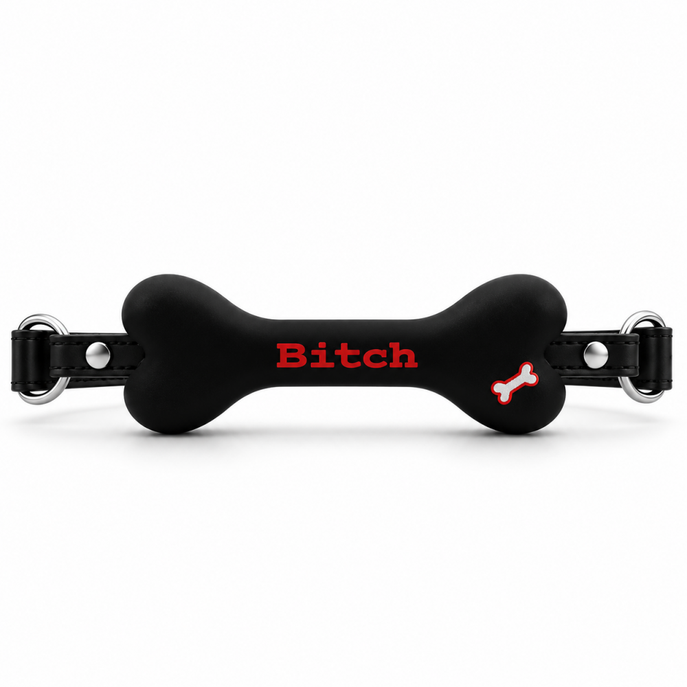 - Кляп в виде кости DS Fetish с надписью «Bitch», черный 1