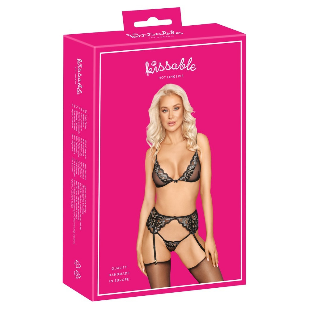 Эротическое белье - Кружевной комплект Kissable Suspender L/XL 1