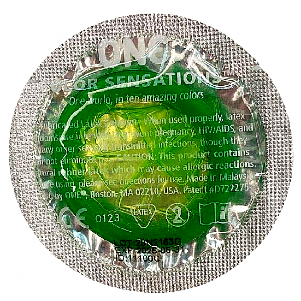 Презервативы - Набор латексных презервативов One Color Sensation силиконовой смазкой салатового цвета(цена за 5 шт)