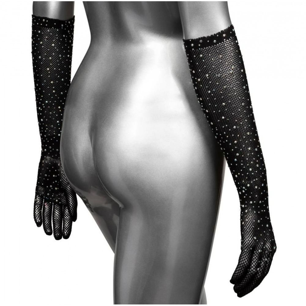 - Перчатки в мелкую сетку со стразами CalExotics черные 3