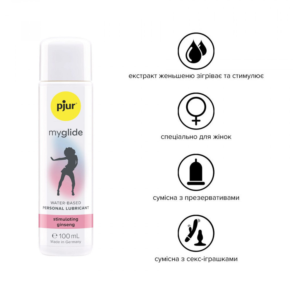 Средства для возбуждения - Возбуждающая смазка на водной основе pjur my glide 100 мл, с женьшенем, согревает 7