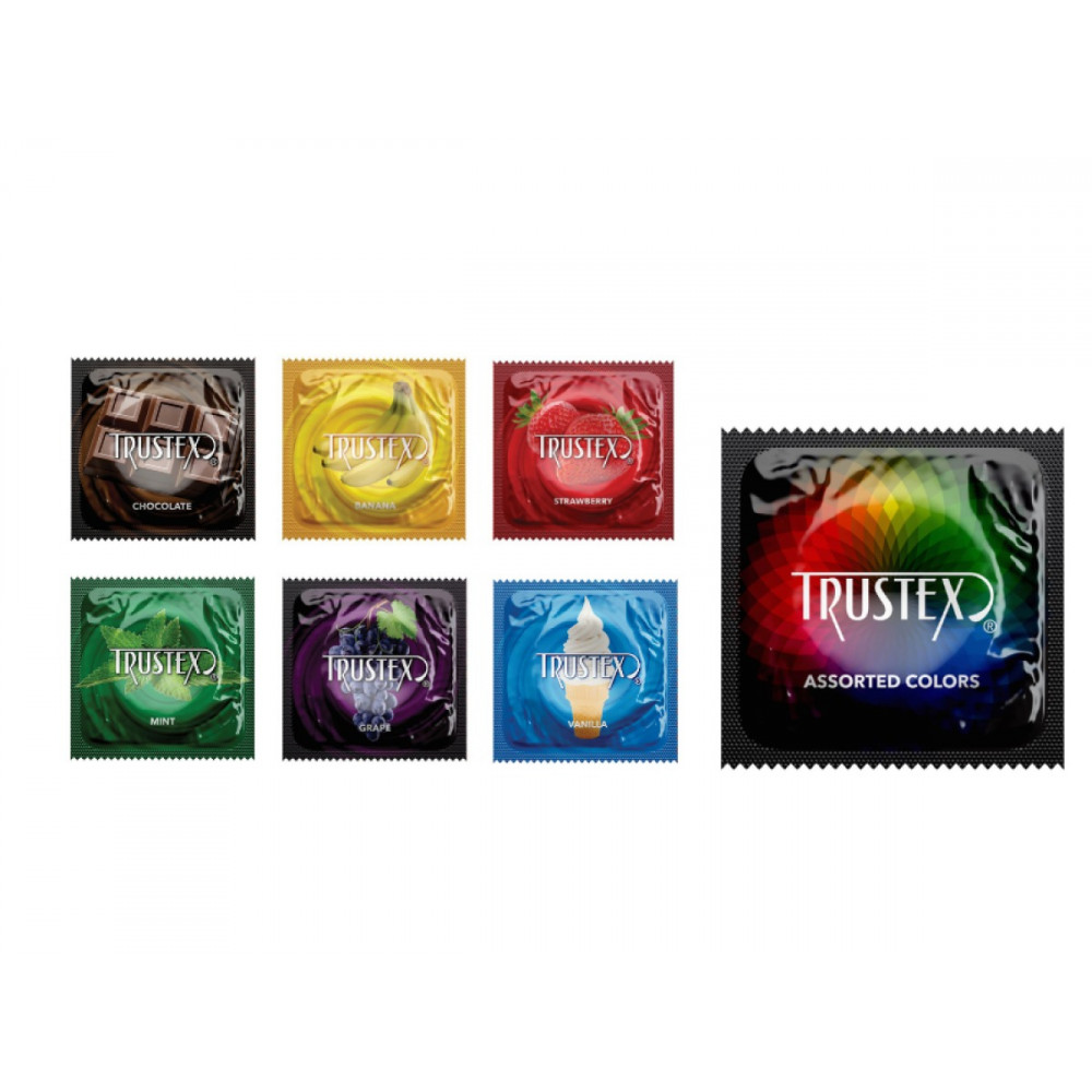 Презервативы - Презервативы Trustex Assorted Colors разных цветов, со смазкой 3