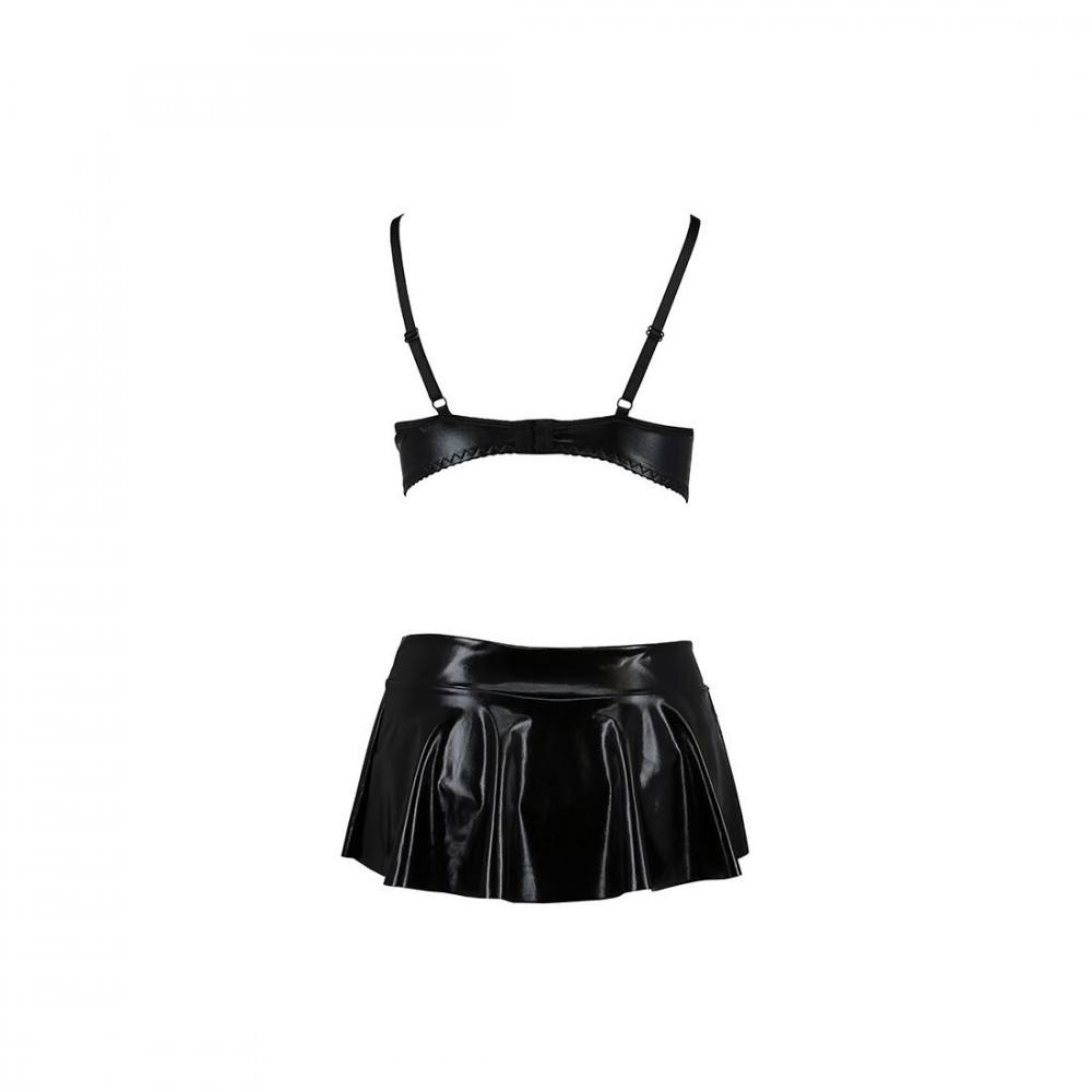 Эротические комплекты - Комплект белья под латекс DEBY SET black L/XL - Passion: лиф, мини-юбочка, стринги 2