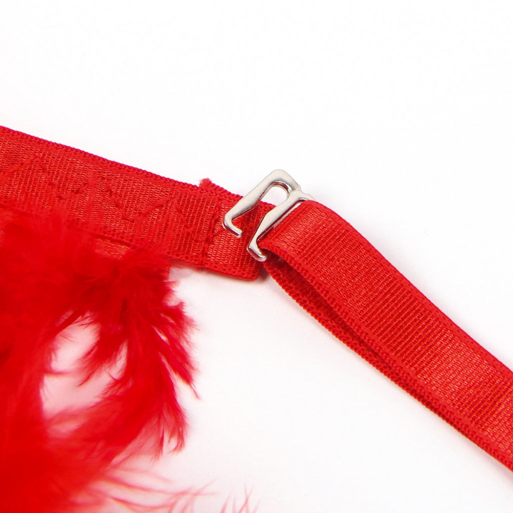 Різне - Комплект білизни Star Night з пір'ям та ланцюжками, червоний (без коробки) 9