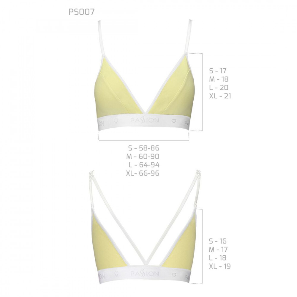 Эротические комплекты - Спортивный топ с двойными бретелями Passion PS007 TOP yellow, size XL 1