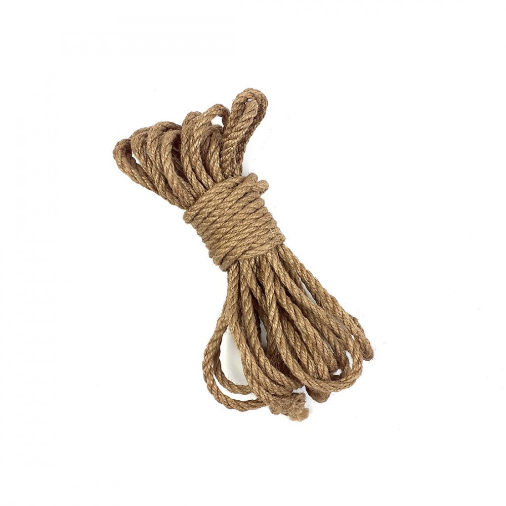 Наручники, веревки, бондажы, поножи - Джутовая веревка BDSM 8 метров, 6 мм, натуральный цвет