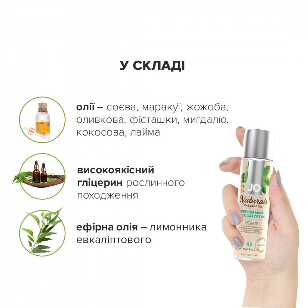 Массажные масла - Массажное масло System JO – Naturals Massage Oil – Peppermint & Eucalyptus с натуральными эфирными м 2