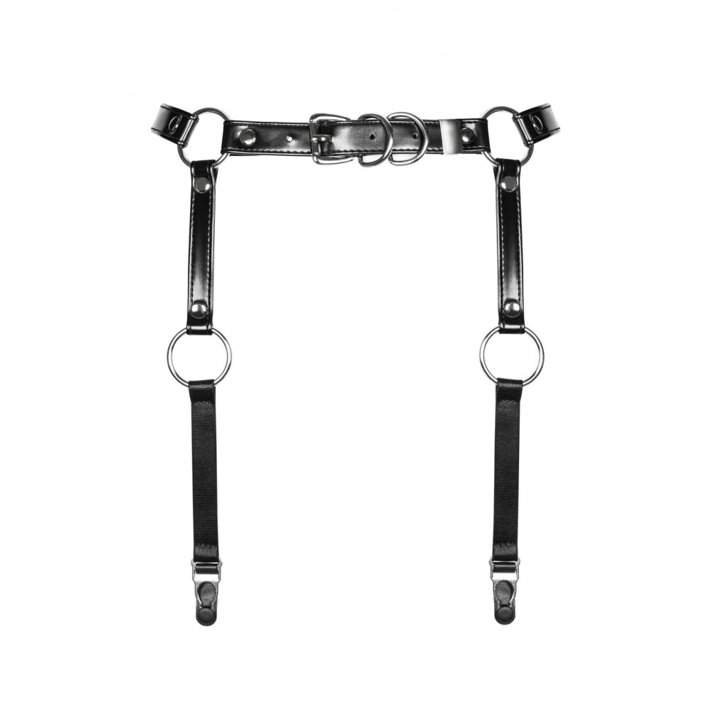 Чокеры, портупеи - Гартеры Obsessive A741 garter belt black O/S, искусственная кожа 4