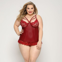 Сексуальный корсет со стрепами JSY «Горячая Тейлор» Plus Size, Red, кружево, стринги