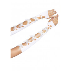 Митенки Leg Avenue Butterfly applique arm warmers White, бабочки