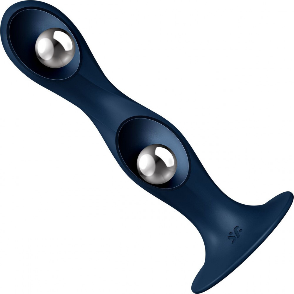 Фалоімітатор - Дилдо Satisfyer Double Ball-R Dark Blue, унісекс, рухомі кульки всередині, на присосці 2