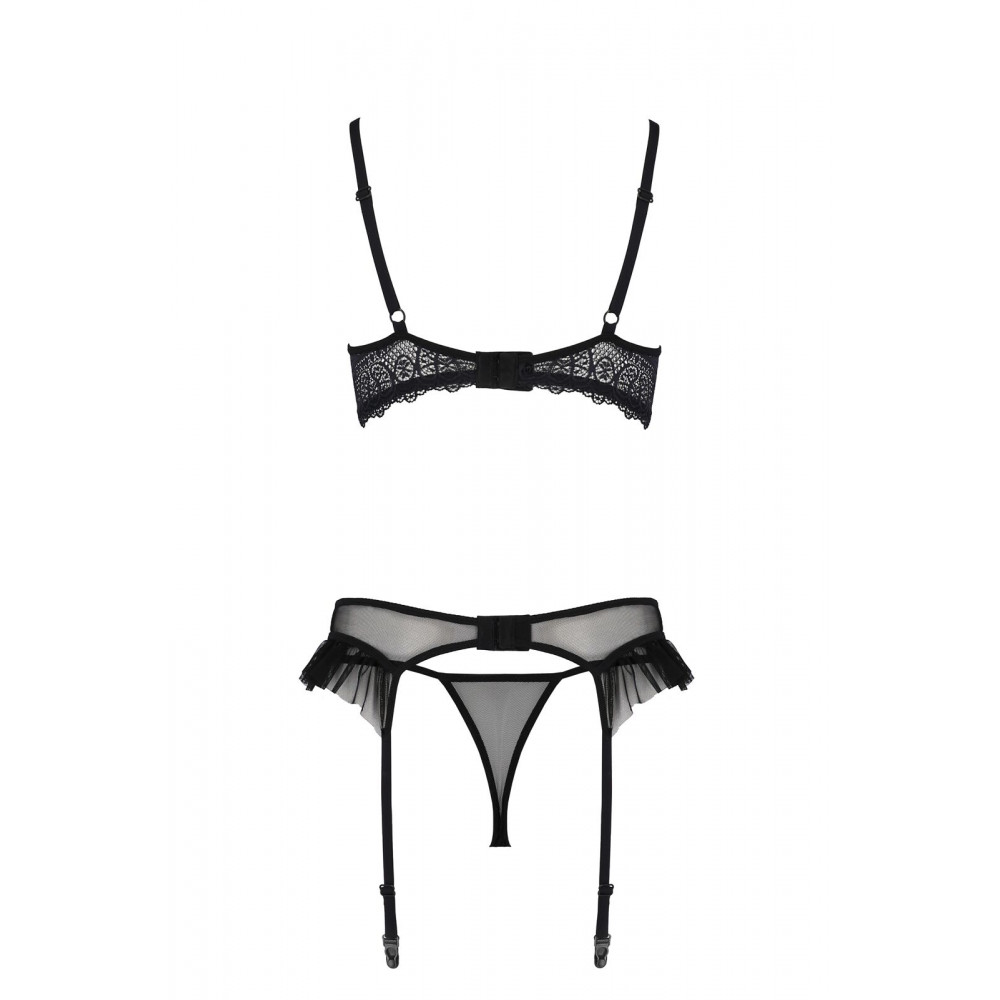 Эротические комплекты - Комплект Passion KERRIA SET WITH OPEN BRA black L/XL - ECO Passion 3