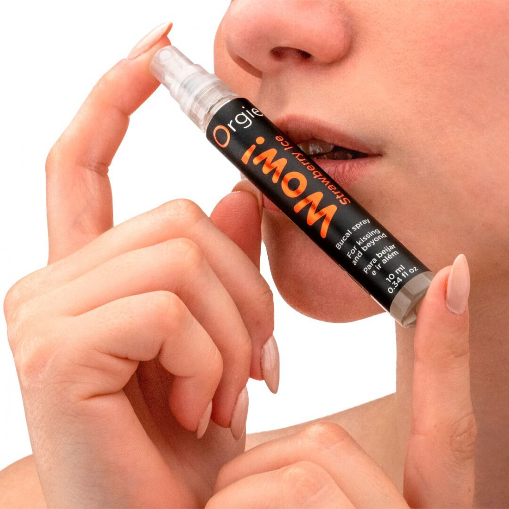 Оральные смазки - Спрей для орального секса Orgie – Wow! Strawberry Ice (10 мл) с охлаждающим эффектом 1