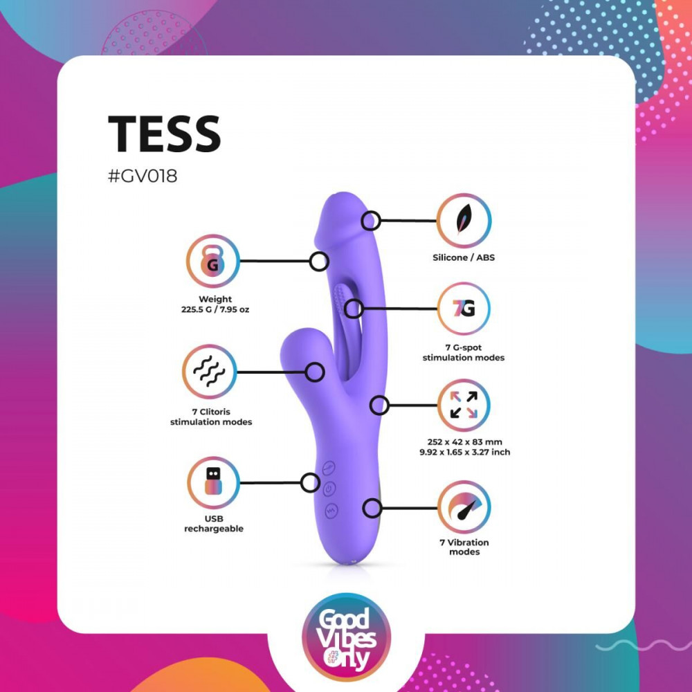 Вибратор-кролик - Вибратор-кролик Good Vibes Only - Tess Rabbit Vibrator with G-Spot Stimulator 10