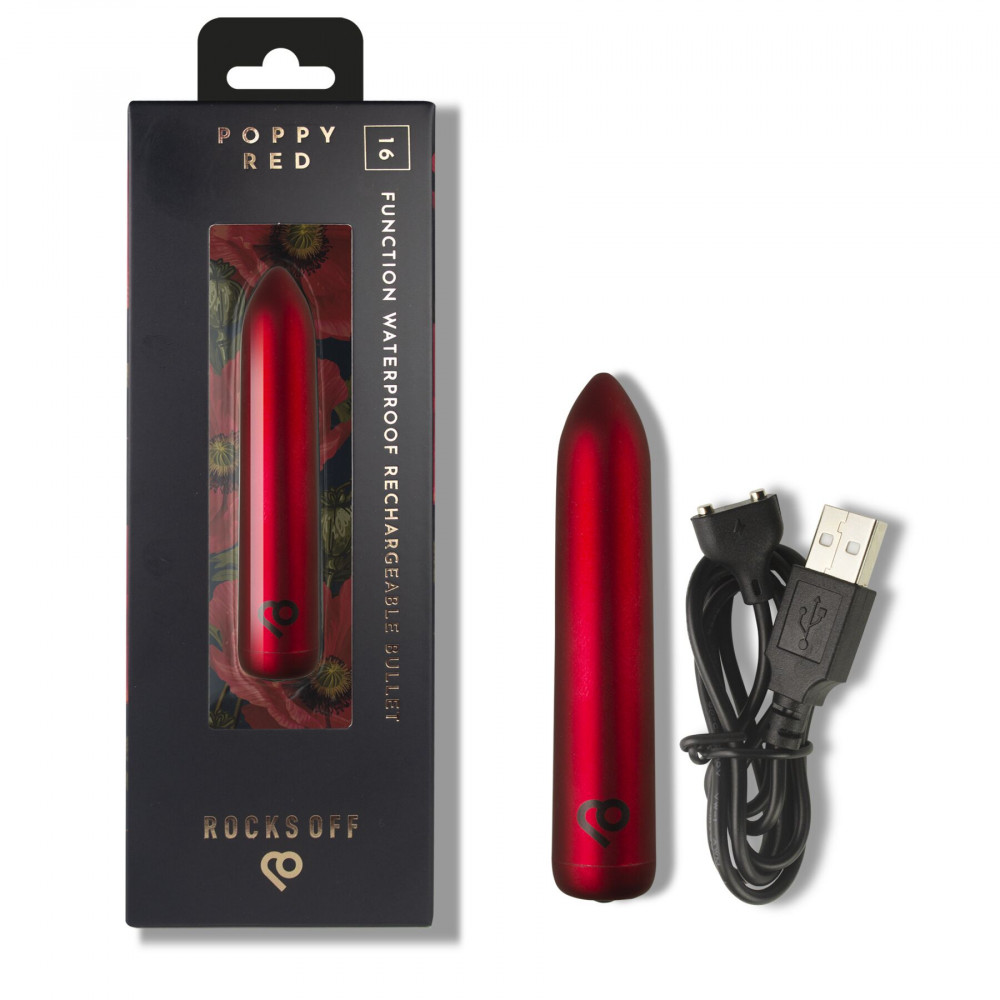 Вибропули и мини-вибраторы - Вибропуля Rocks Off Bullet Poppy Red 16 Settings 8