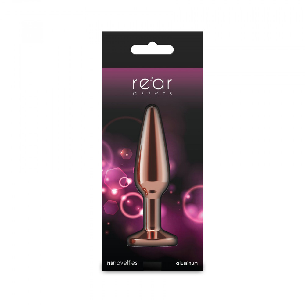 Анальные игрушки без вибрации - Анальная пробка NS Novelties Rear Assets - Tapered - Medium - Rose Gold - Pink 3