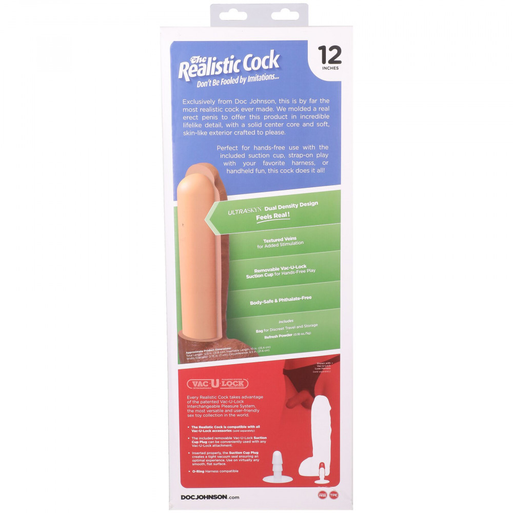 Фалоімітатор - Фалоімітатор Doc Johnson The Realistic Cock ULTRASKYN - 12 Inch Hung with Balls Chocolate 10