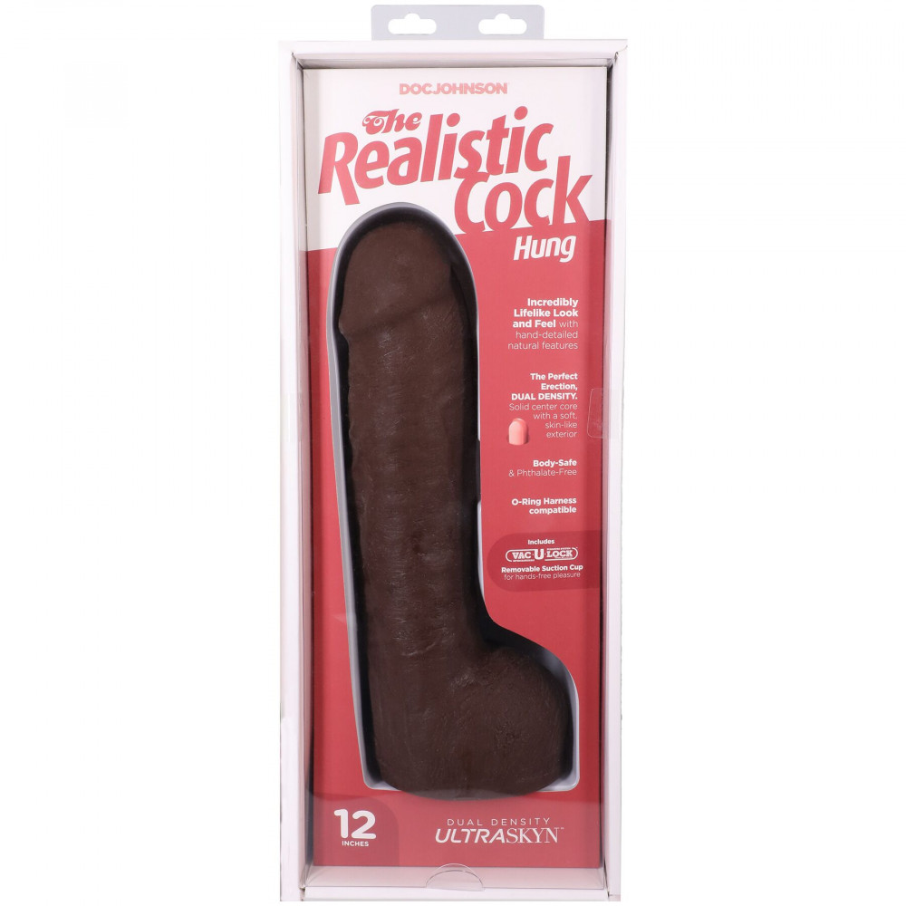 Фалоімітатор - Фалоімітатор Doc Johnson The Realistic Cock ULTRASKYN - 12 Inch Hung with Balls Chocolate 8