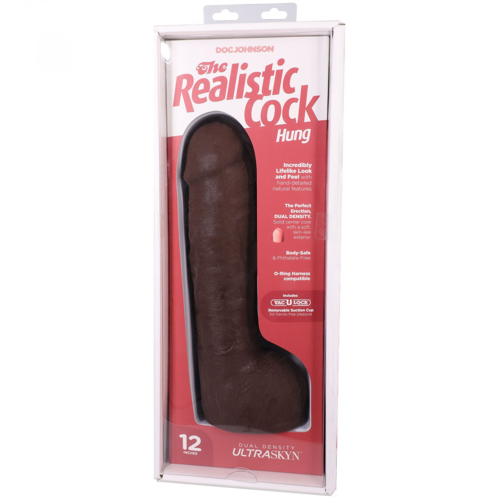Фалоімітатор - Фалоімітатор Doc Johnson The Realistic Cock ULTRASKYN - 12 Inch Hung with Balls Chocolate 9