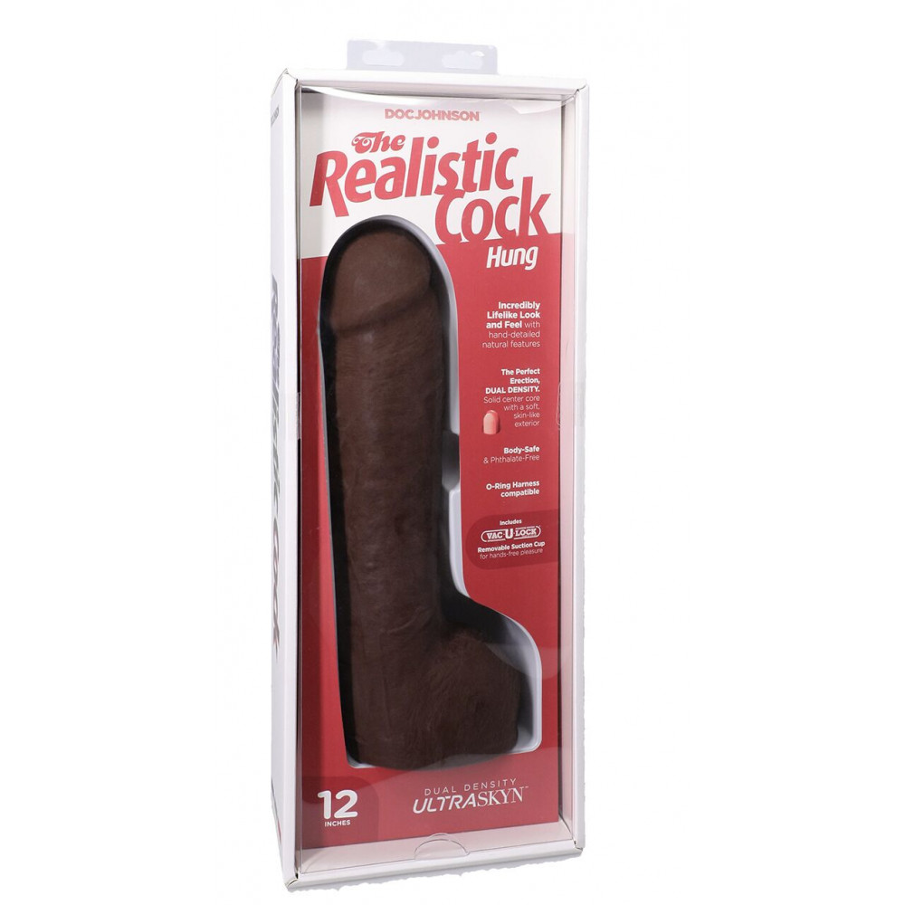 Фалоімітатор - Фалоімітатор Doc Johnson The Realistic Cock ULTRASKYN - 12 Inch Hung with Balls Chocolate 7