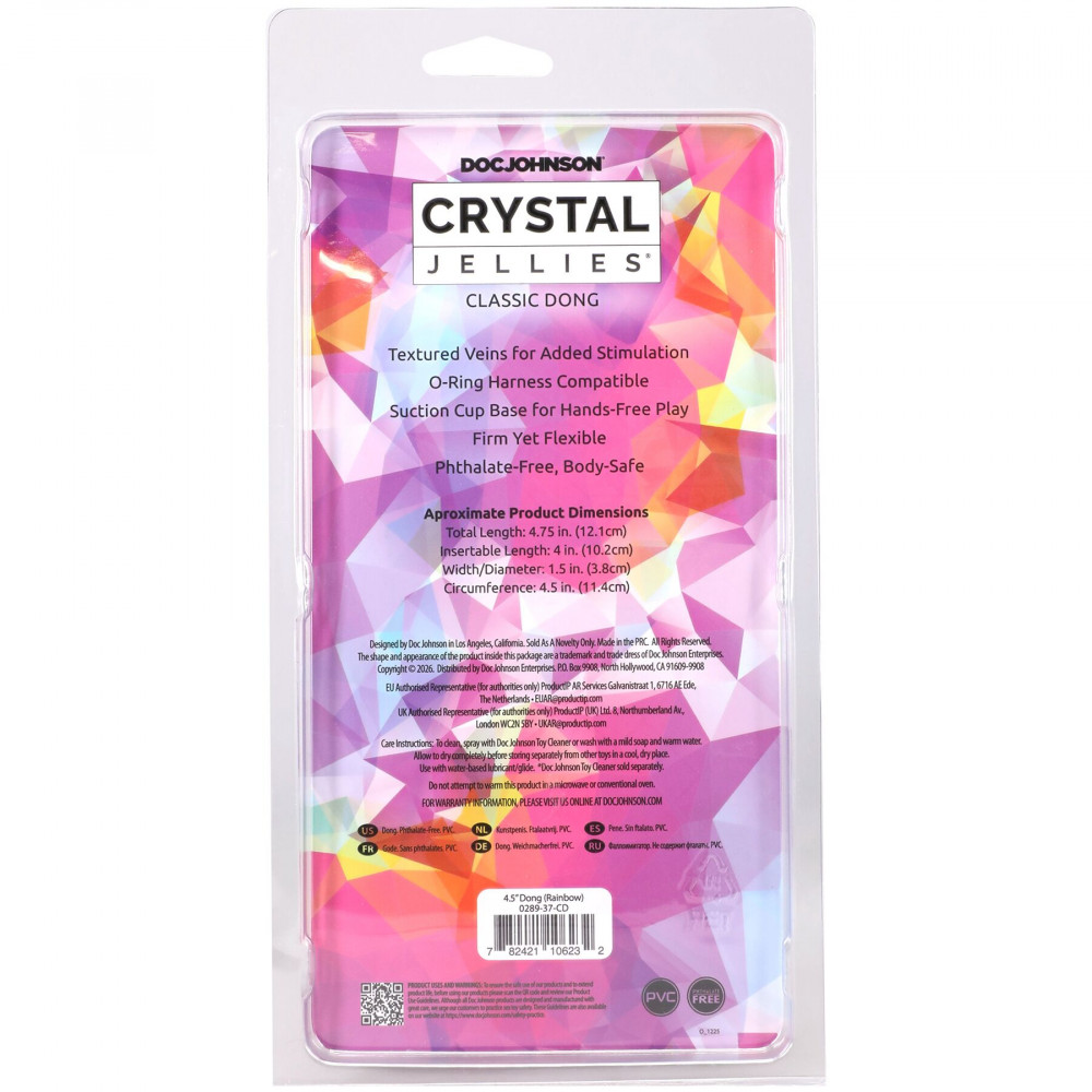 Фалоімітатор - Дилдо Doc Johnson Crystal Jellies - 4.5 Inch Classic Dong - Rainbow 5