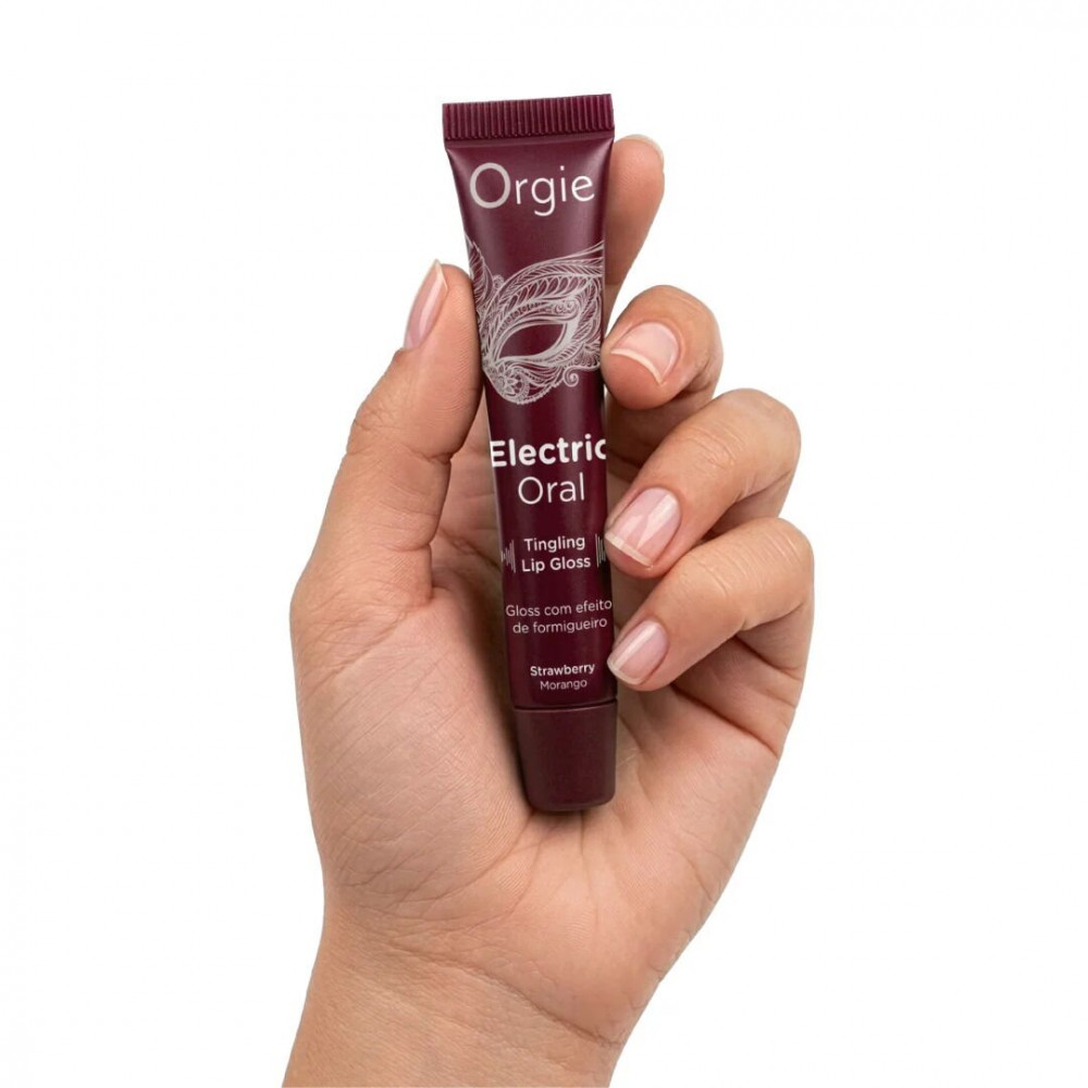 - Виброблеск для губ Orgie Electric Oral Lips Gloss Strawberry 10 мл, с эффектом покалывания 2